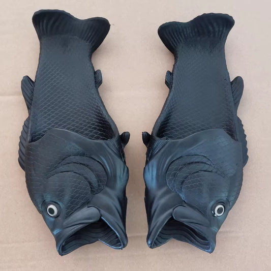 Open Toe Funny Male'S Footwear Women'S Fish Slippers Outdoor Couples Family Cartoon Animal Flip Flops plus Size 46 47 Man Shoes
